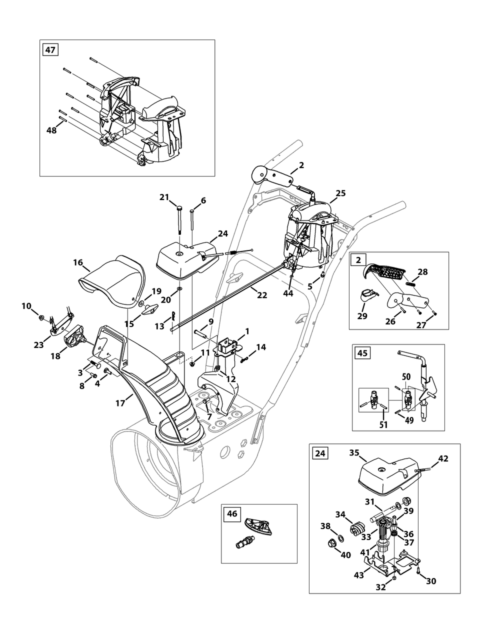 Chute Control Diagram and Parts List for 2X526SWE (31AH54TS756-31BH54TS710)(2013) Cub Cadet Snow Blower